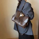 MQTIME  -  Crocodile Pattern Women Shoulder Messenger Bag Large Capacity Retro Flap Tote For Female Casual Pu Leather Commute Handbag