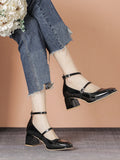 Mqtime French Vintage Mary Janes Shoes Women Causal Shallow Comfort Elegant Pumps Female Pure Color Square Toe Shoes Korean Design Chic
