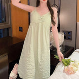 MQTIME  -  Loose Nightwear Suspender Nightdress Home Sleeveless Design Suitable For Home Suitable For Hotel All Seasons Wear