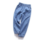  MQTIME  -  100% Cotton Comfortable Children's Jeans Spring New Boys And Girls Thin Elastic Waist Casual Loose Jeans Baby Pants