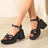 Mqtime summer new waterproof platform thick sole high heels thick heels fashion shoes with a thin belt simple women's shoes