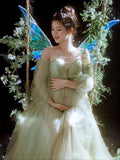 MQTIME  -   Photography Props  Forest Green Fairy Maternity Dresses for Photo Shoot Pregnancy Dress Pregnant Elegant Studio Prop