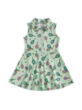 MQTIME  -  Girls Sleeveless A-line Dress with Turn Down Collar and Zip Up Closure featuring Fun Golf Print Design for Summer
