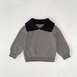 MQTIME  -  New autumn clothing for babies aged 0-3, striped lapel long sleeved polo shirts for boys and girls