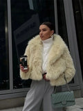 Mqtime Plush Long Sleeved Short Coat For Women High Collar Thicken Warm Cardigan Winter Female Elegant Commuter Outwears