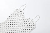 MQTIME  -  Polka Dots Print Sheer Mesh Camisole Midi Dress Women Sexy Lace Patchwork Spaghetti Straps Backless Bodycon Party Robe Clubwear