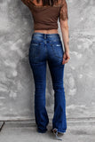 MQTIME  -  American Style Fashion Jeans Ripped High Waist Retro Elastic Slim Fit Jeans Women Flared Pants Bootcut Full Length