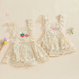 MQTIME  -  Summer Infant Baby Girls Bodysuit Dress Sleeveless Embroidery Lace Tulle Patchwork Jumpsuit Clothes