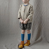 MQTIME  -  Spring Thin Retro Linen Jacket Children 2025 New Solid Color Single-Breasted Cardigan Casual Long-Sleeved Boys And Gilrs Coats