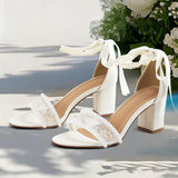 MQTIME  -  Coarse Heel Sandals Women's Lace Pearl New Summer Women's Sandals