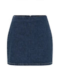 MQTIME  -  Women Vintage Short Sleeve Denim Top Short Skirt Sets Lapel Pleat Slim Buttons Shirt Dress 2 Piece Outfits Soild High Street Set