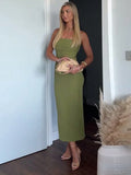  MQTIME  -  Fashion Slip Long Dress For Women Strapless Sleeveless Waist Cinching A-line Robe Summer Elegant Lady Evening Party Dresses