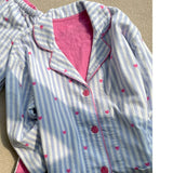 MQTIME  -  Ins Korean Version of Sweet Love Printing Striped Pajamas Women's Spring and Autumn New Long-sleeved Trousers Loungewear Set