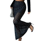  MQTIME  -  New Hot Sequin Double-layer Mesh High-waisted Slim-fitting Hip-wrapping and Thin Vacation Dating Skirt Cw59151