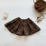 ﻿ MQTIME  -  New autumn baby clothing for 0-3 years old, fashionable brown plaid pleated skirt, cute   skirt