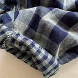 MQTIME  -  Children's Retro Blue Plaid Trousers Spring Autumn New Korean Boys And Girls Double-Layer Cotton Casual Harem Pants WTP121