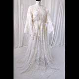  MQTIME  -  Bohemian Photo Shooting Pregnancy Dress Cotton Thread Lace Embroidery Transparent Mesh Elegant V-neck Long Sleeved Dress For Wom