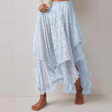 MQTIME  -  Ethnic style lace women's skirt retro irregular medium and long skirt lace curtain skirt cover