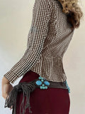 MQTIME  -  Spring New Design Color Contrasting Versatile Fine Grid Cotton Collar Long Sleeve Shirt for Women