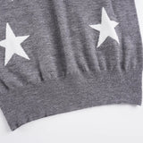 MQTIME  -  Autumn /Winter Lazy Style Contrasting Stars Slanted Shoulder Loose Sweater Spicy Girl T-shirt Off Shoulder Long Sleeved Warm Top