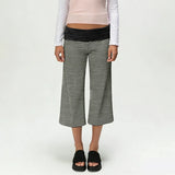 MQTIME  -  Women's Y2k Fold Over Loungewear Capris Wide Leg Cropped Flowy Gaucho Pants Comfy Casual Yoga Coluttes Pajama Bottoms