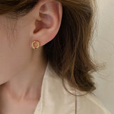 Mqtime Classic Simple Irregular Ellipse Little Stud Earrings for Women Cute Temperament Stainless Steel Korea Fashion Jewelry Accessory