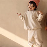  MQTIME  -  Korean Style 2-6Yrs Children Clothing Suit Long Sleeve Cotton Solid T-shirt+Pants Spring Autumn Baby Boys Girls Clothes Set