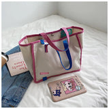 MQTIME  -  Casual Large Capaci Canvas oulder Bag Handbag Artistic Tote Bag Trendy New Ins Big Bag Soft Foldable Magnetic Bule