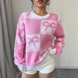 MQTIME  -  Autumn/Winter New Sweet Bow Knitted Sweater Loose Top Sweater Women's Wear
