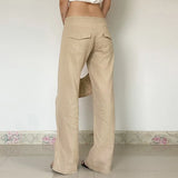  MQTIME  -  Japanese Style Drawstring Low Waist Casual Pants Women Loose Fit Solid Color Retro Straight Leg