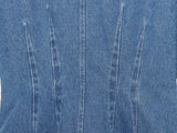  MQTIME  -  Denim Top Woman Sexy Short Sleeves Waist-Cinching Button Tops For Women Solid Color Ruched Slim Tank Tops