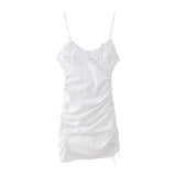  MQTIME  -  Summer Women's Sleeveless Mini Dress Bow Strap A-Line Pleated Elegant Beach Party Fashion for Ladies