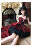 MQTIME  -  Handmade Rose Nebula Gothic Red Lolita Evening Wedding Dress Girls Birthday Party Bar Mitzvah Trailing Lolita Princess Dress