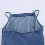 MQTIME  -  Spring/Summer New European and American Style Women's Fashion Sexy Spicy Girl Versatile Strap Denim Top