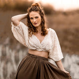 MQTIME  -  2 in 1 Bohemian Maternity Photo Shoot Outfit Sets Vintage Short Lace Top&long Skirt For Pregnancy Photography