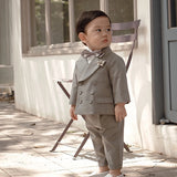 MQTIME  -  Khaki Boy Suit Wedding Tuxedo Kid Jacket Set Baby Blazer Pants 3 Piece Set 1-4 Years Old Custom Clothes Birthday baptism Dress
