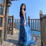 MQTIME  -  Floral Halter Dress Female Summer Dress Beach Holiday Beach Dress Fairy Dress Vibe Dress Casual Style Beach Dress