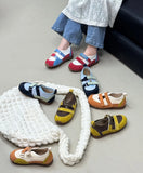 MQTIME  -  Summer Style Children's Girls Fashion Color-blocking Round-toe Flat Mary Jane Shoes Kids Toddler Princess Casual Sneakers