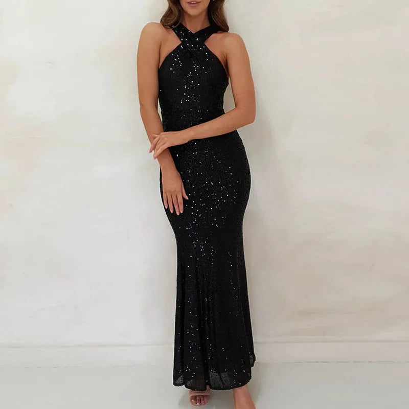 Mqtime Lady Elegant Slim Halter Glitter Club Maxi Dress Sexy Sleeveles mqtime Mqtime Lady Elegant Slim Halter Glitter Club Maxi Dress Sexy Sleeveles mqtime