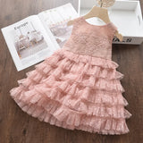 MQTIME  -  3-8Y Elegant Kid Girl Dress Tulle Layered Dress Sleeveless Princess Costume Wedding Party Costume Baby Girl Clothes Child A1123