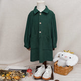  MQTIME  -  Casual Loose Girls Corduroy Dress Retro Fall New Children's Lapel Buttons Long-Sleeved Dresses With Pockets Winter Clothing