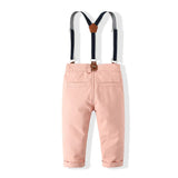 MQTIME  -  Autumn Toddler Boy Clothing Korean Fashion Gentleman Plaid Long Sleeve Cotton Tops+Pants+Straps+Tie Newborn Baby Clothes BC1376