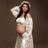 MQTIME  -  ﻿ Elegant Maternity Dresses Photoshoot Embroidered Tulle Gown for Pregnancy Photography Baby Shower Wedding Summer dress