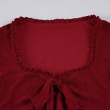 MQTIME  -  Japanese Sexy Solid Bow Tie Vest Square Neck Sleeveless Tee Spicy Girl American Retro 90s Short Top for Women 민소매 티 여성