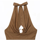 MQTIME  -  Sexy Hollow Out Women's Dressess Sexy Slim Halter Sleeveless Hip Package Long Robes Female 2025 Summer New Lady Beach Club Dress