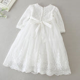 MQTIME  -  White Infant Dress for Baptism Baby Girls Lace Dresses with hat Kids Clothes Christening Birthday Outfits 3-24 Month