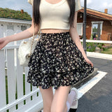 MQTIME  -  2024 Summer New Korean Edition Sweet Small Fragmented Flower Short High Waist Slim Loose A-line Fluffy Half skirt for women