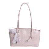  MQTIME  -  PU Leather Polka Dot Shoulder Bag Versatile Handbag Large Capacity with Pendant for Women Ladies Work Shopping Travel Daily Use