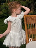 MQTIME  -  New Summer Baby Girls Princess Dresses Lace Embroidery Ruffles Sleeve Children Cute White Dress