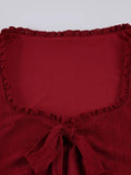  MQTIME  -  Y2k Solid Slim Bow Square Collar Sleeveless Sexy All Match Knitted Fashion Tanks